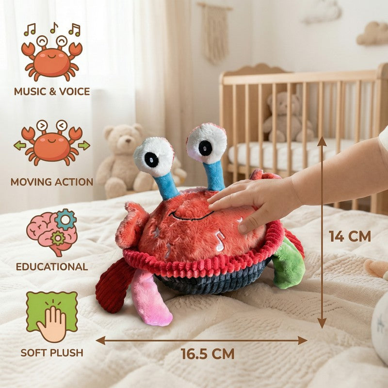 Interactive Plush Crab Toy - Musical Sensory Toy with Light-Up Details