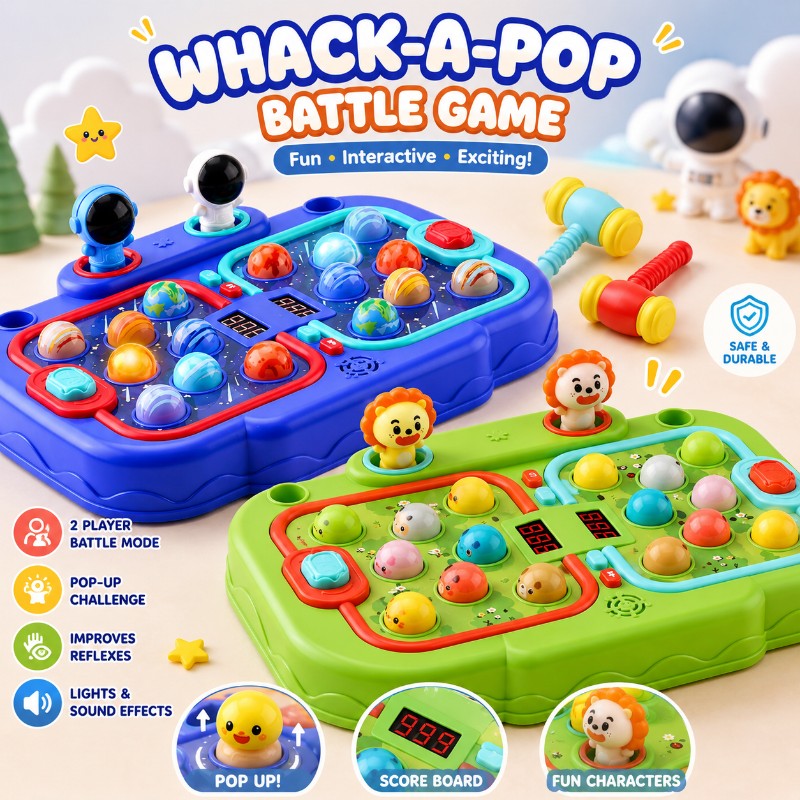 Interactive Whack-A-Mole Battle Game Toy - 2-Player Mode with Light Effects