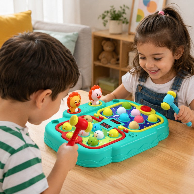 Interactive Whack-A-Mole Battle Game Toy - 2-Player Mode with Light Effects
