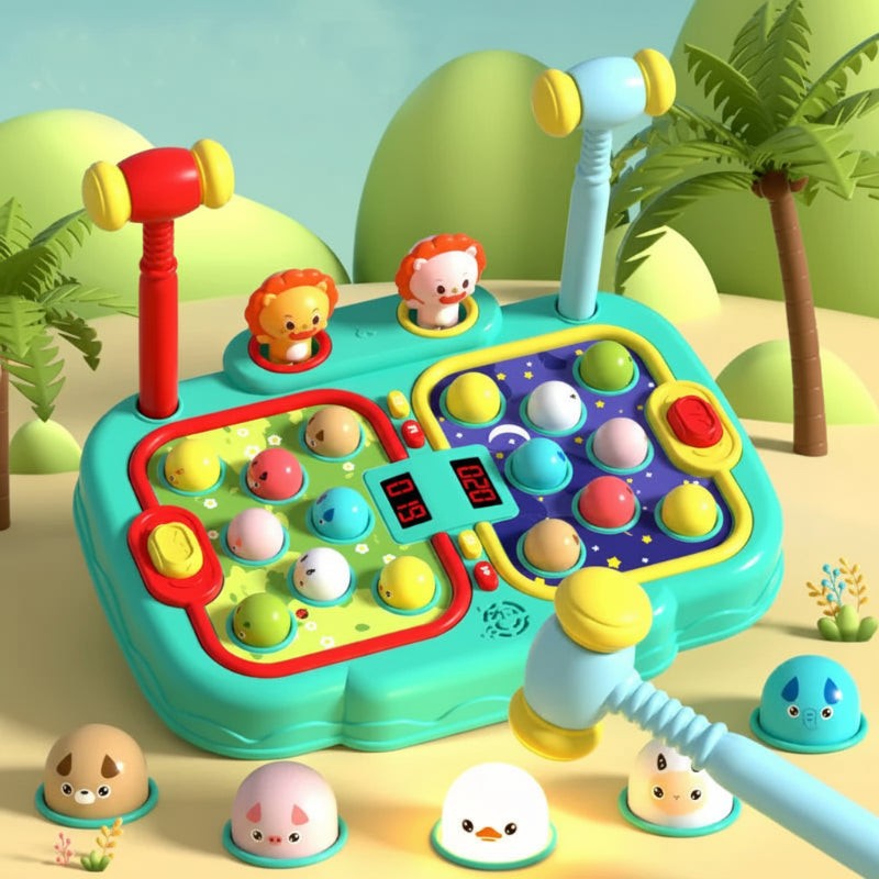 Interactive Whack-A-Mole Battle Game Toy - 2-Player Mode with Light Effects