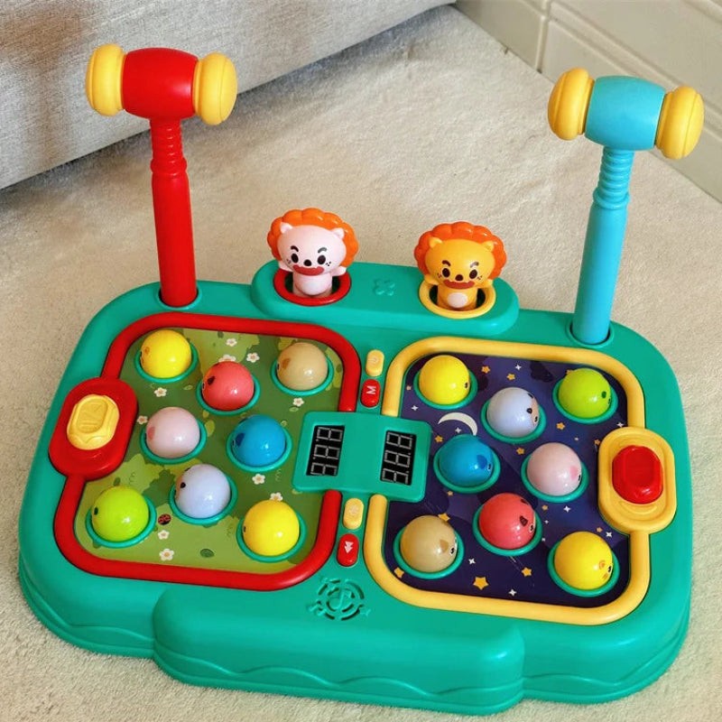 Interactive Whack-A-Mole Battle Game Toy - 2-Player Mode with Light Effects