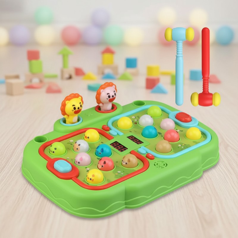 Interactive Whack-A-Mole Battle Game Toy - 2-Player Mode with Light Effects