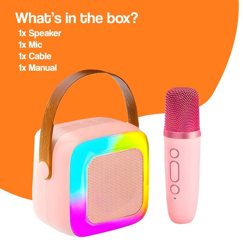 Karaoke Machine for Kids - Portable Bluetooth Speaker with Wireless Microphones