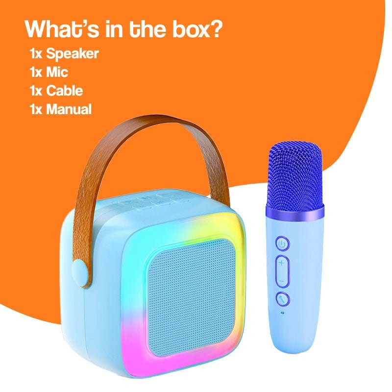 Karaoke Machine for Kids - Portable Bluetooth Speaker with Wireless Microphones