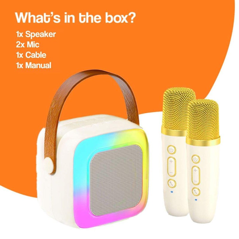Karaoke Machine for Kids - Portable Bluetooth Speaker with Wireless Microphones