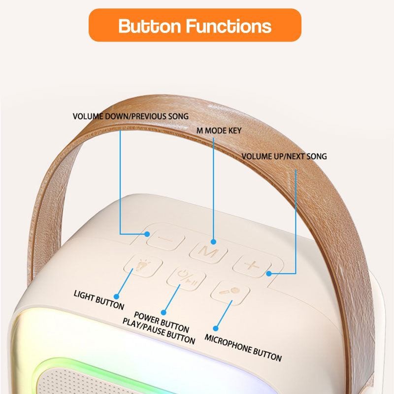 Karaoke Machine for Kids - Portable Bluetooth Speaker with Wireless Microphones