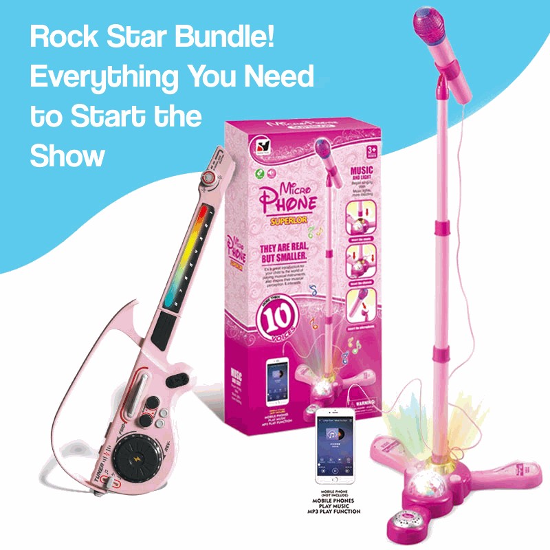Karaoke Microphone Set with LED Stand - Rockstar Bundle