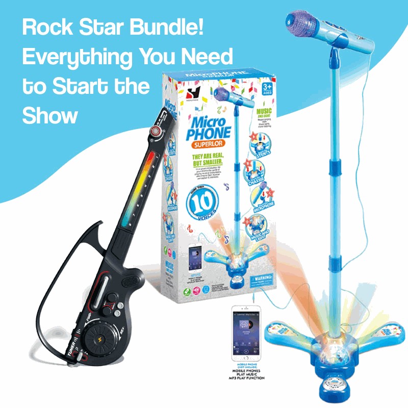 Karaoke Microphone Set with LED Stand - Rockstar Bundle