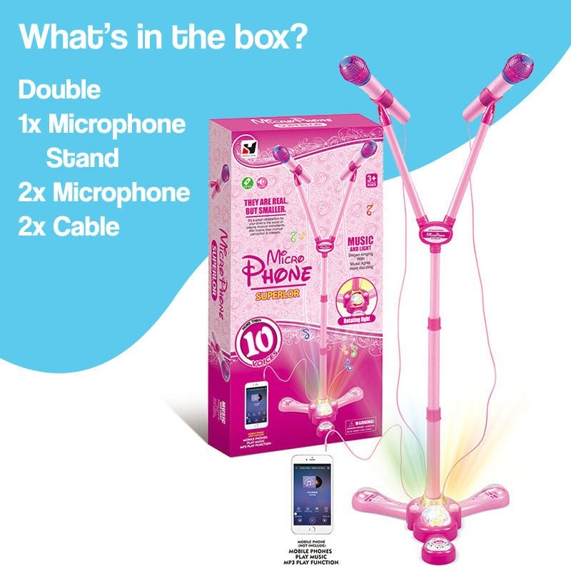 Karaoke Microphone Set with LED Stand - Rockstar Bundle