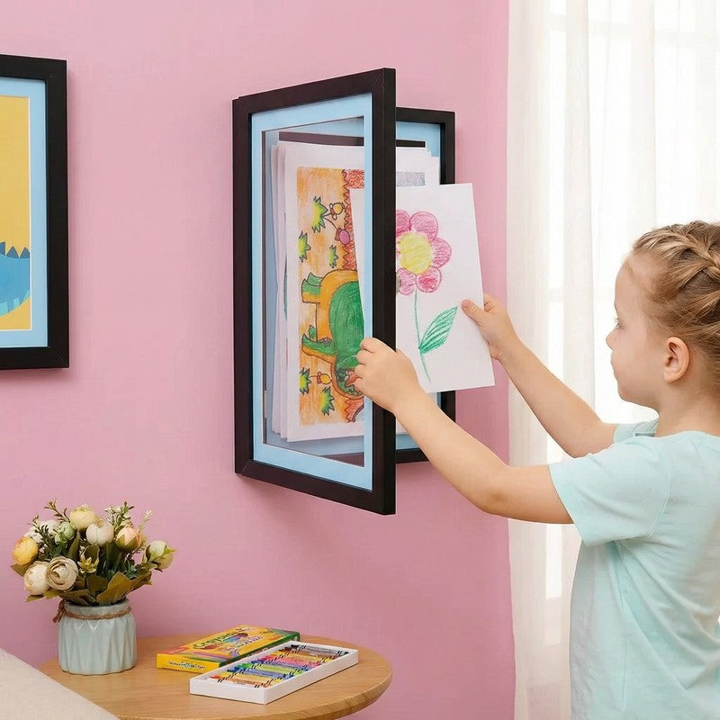 Kids Artwork Storage Display Frame - Front-Opening Hinged Door