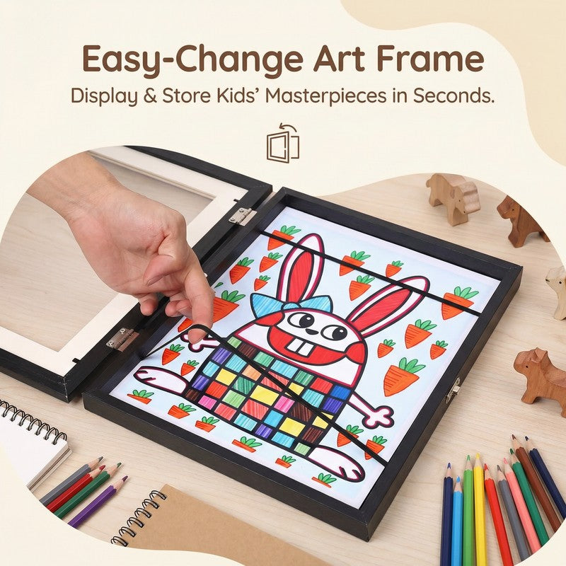Kids Artwork Storage Display Frame - Front-Opening Hinged Door