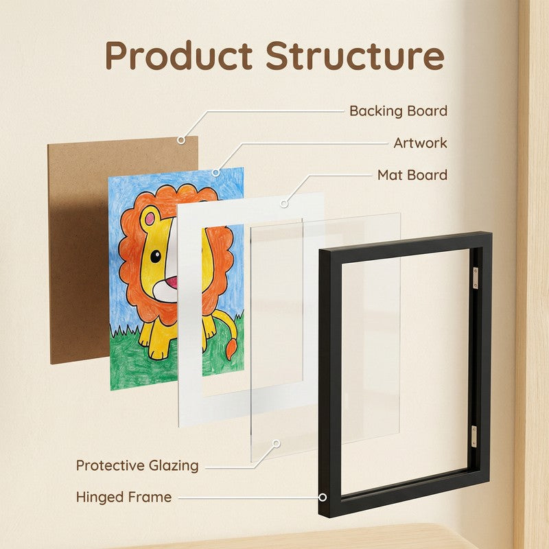 Kids Artwork Storage Display Frame - Front-Opening Hinged Door