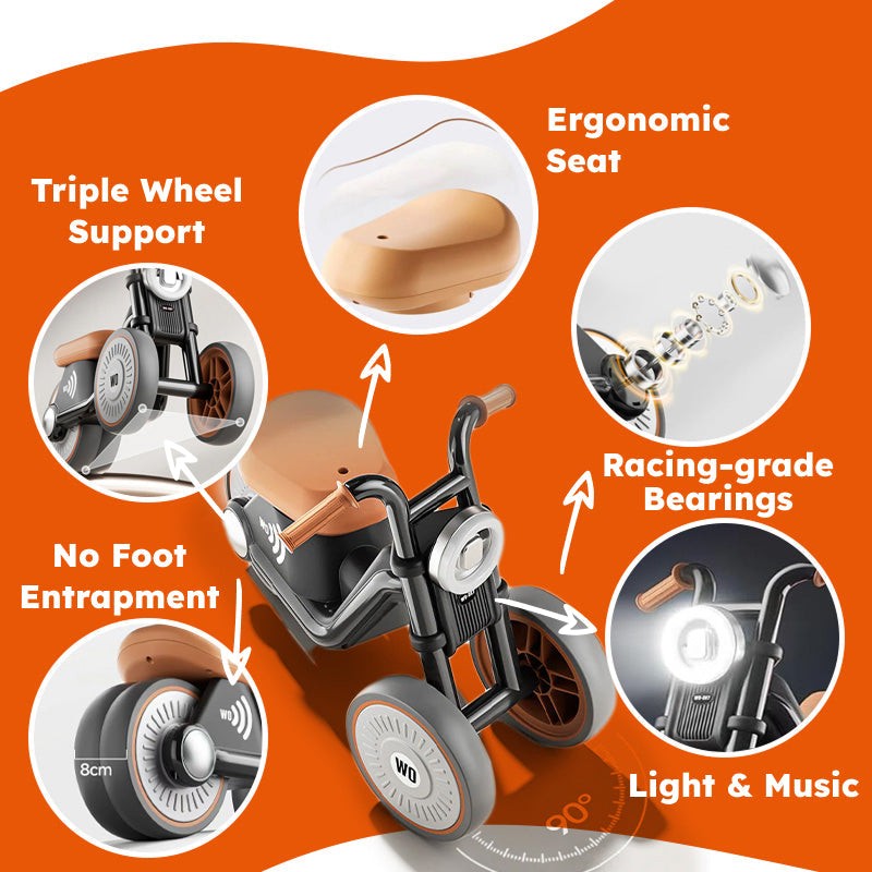 Kids' Balance Motorcycle - Triple Wheel