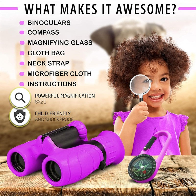 Kids Binoculars with Accessories - 8x21 Magnification