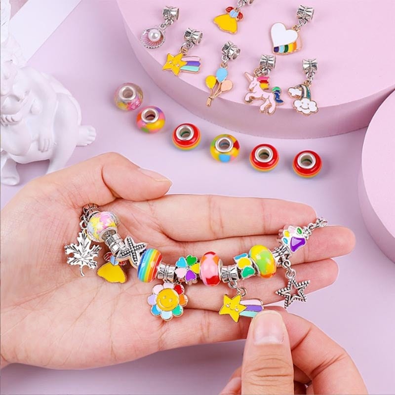 Kids' Bracelet Making Kit - Rainbow Charms and Beads
