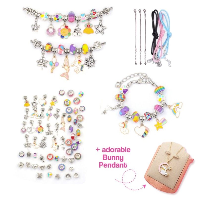 Kids' Bracelet Making Kit - Rainbow Charms and Beads