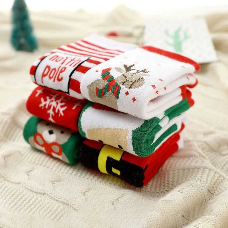 Kids Christmas Crew Socks Set - Knitted Holiday