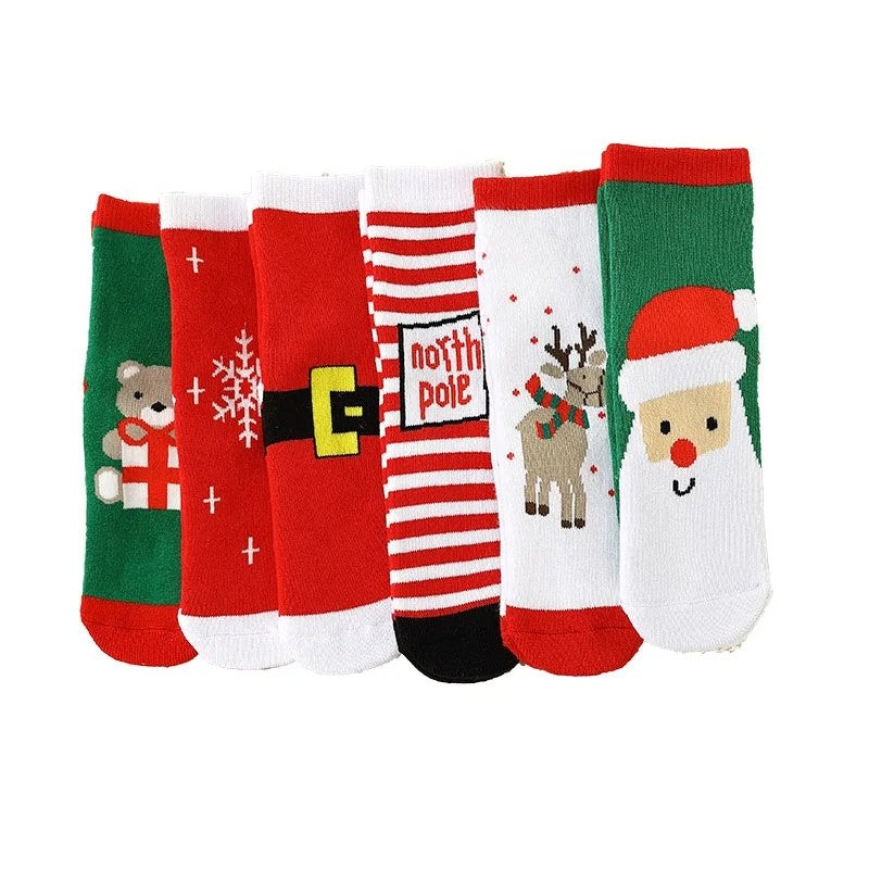 Kids Christmas Crew Socks Set - Knitted Holiday