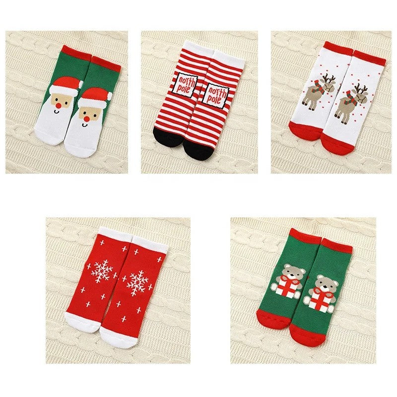 Kids Christmas Crew Socks Set - Knitted Holiday