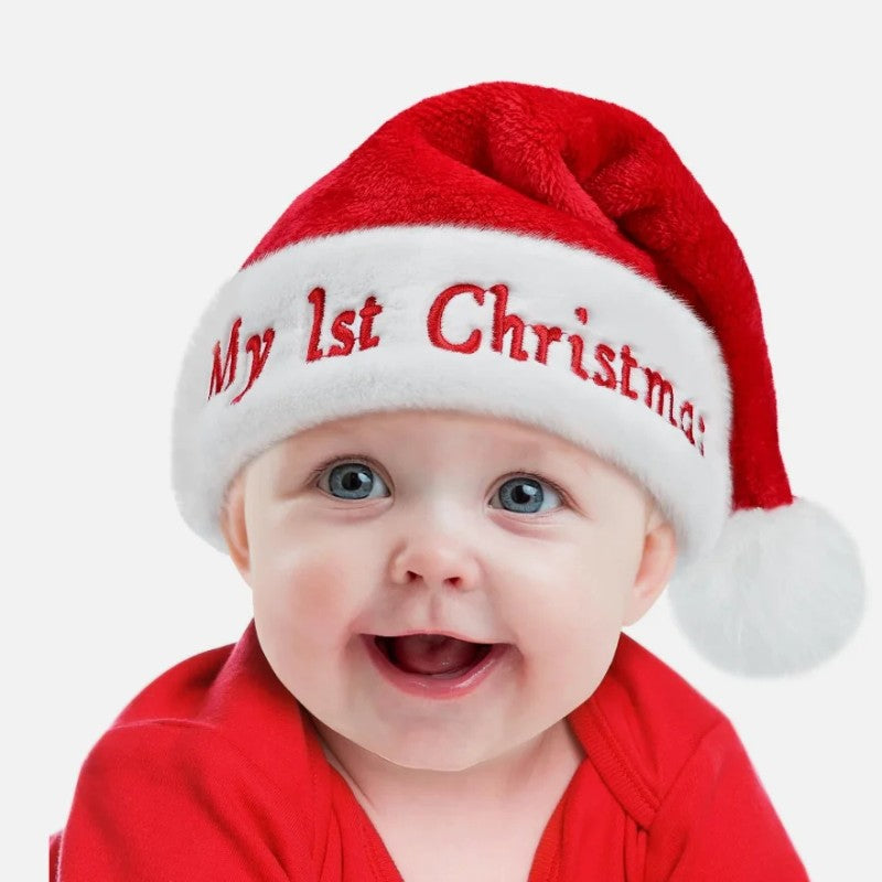 Kids Christmas Hat - Red with White Pompom