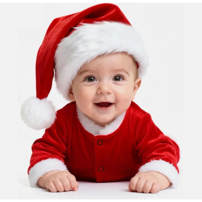 Kids Christmas Hat - Red with White Pompom