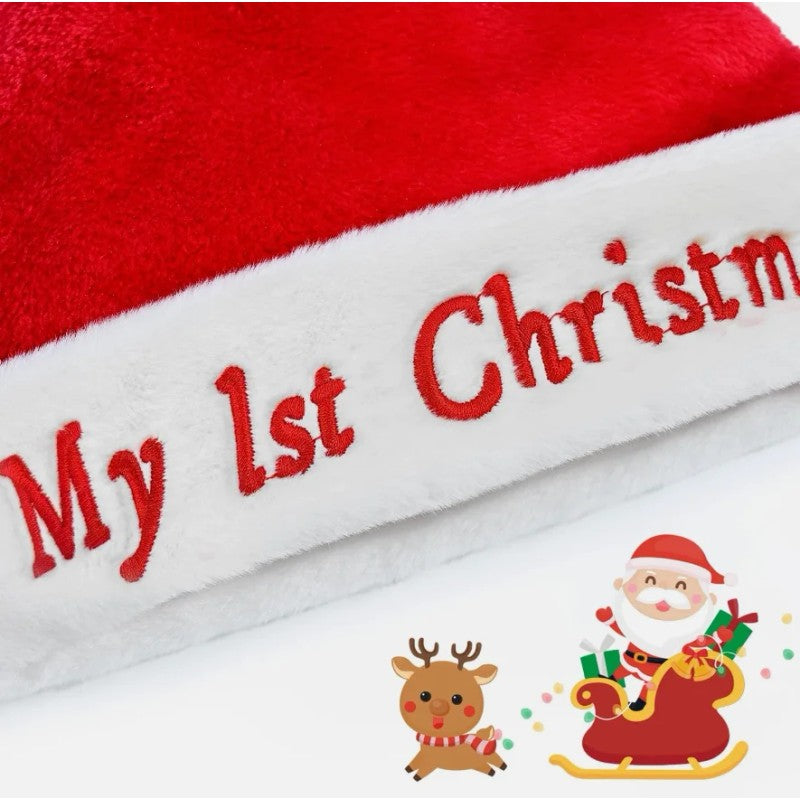 Kids Christmas Hat - Red with White Pompom