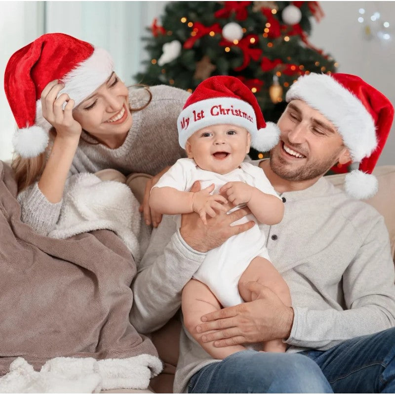 Kids Christmas Hat - Red with White Pompom