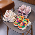 Kids' Chunky Sole Sneakers - -Up with Hook-and-Loop Strap