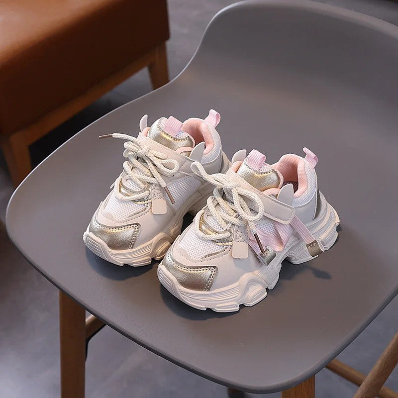 Kids' Chunky Sole Sneakers - -Up with Hook-and-Loop Strap