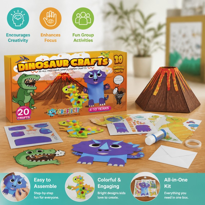 Kids DIY Paper Craft Box - 20 Projects with Assorted Themes