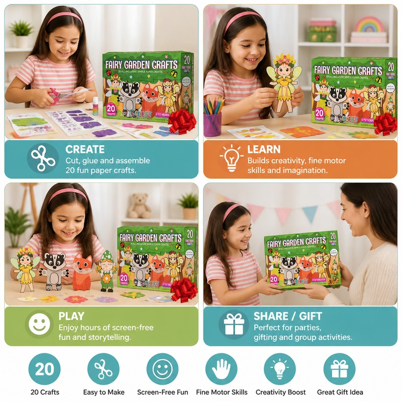 Kids DIY Paper Craft Box - 20 Projects with Assorted Themes