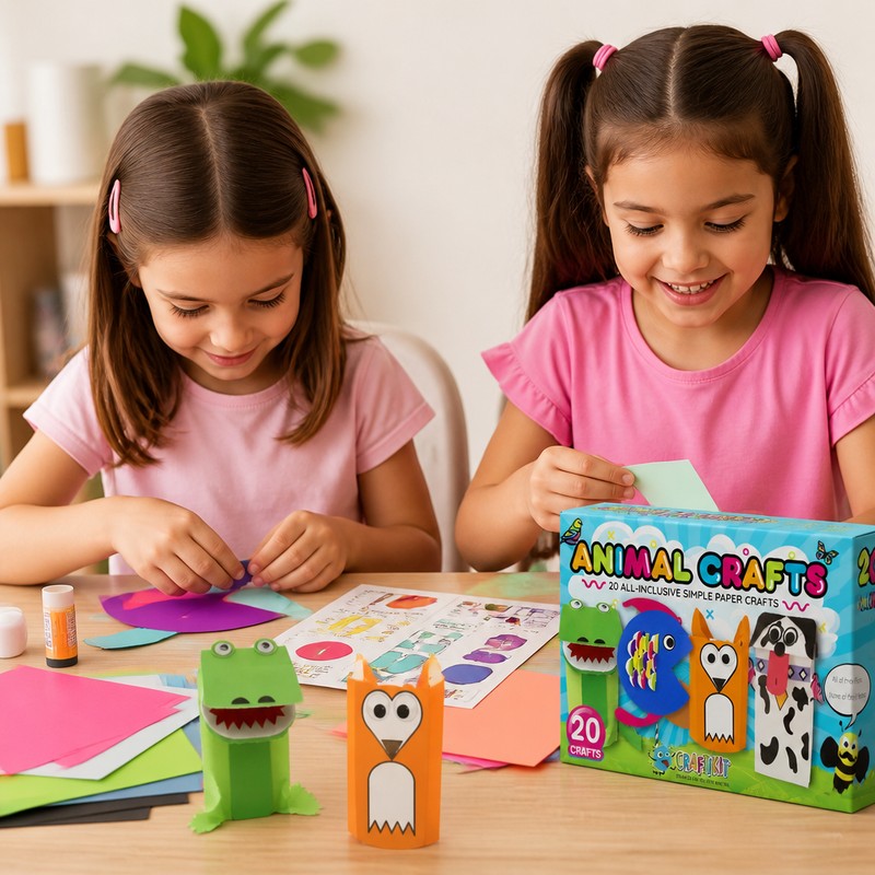 Kids DIY Paper Craft Box - 20 Projects with Assorted Themes