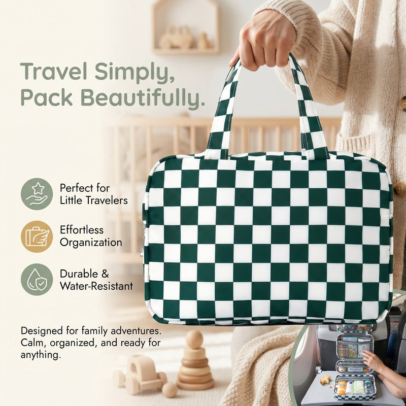 Kids Fold-Out Travel Organiser Bag - Hanging Storage Compartments