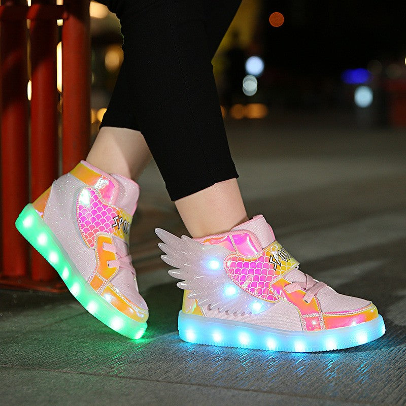 Kids' High-Top LED Light-Up Sneakers