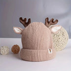 Kids' Knitted Beanie Hat with Deer Antlers and Ears