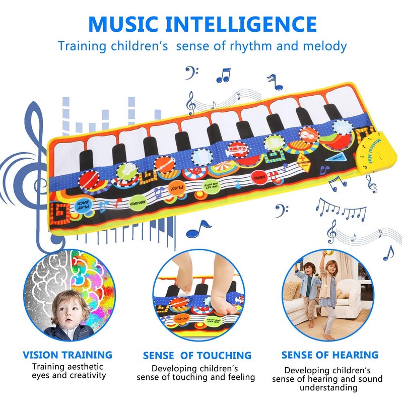 Kids Musical Play Mat - 8-in-1 Piano Keyboard with Instrument Sounds