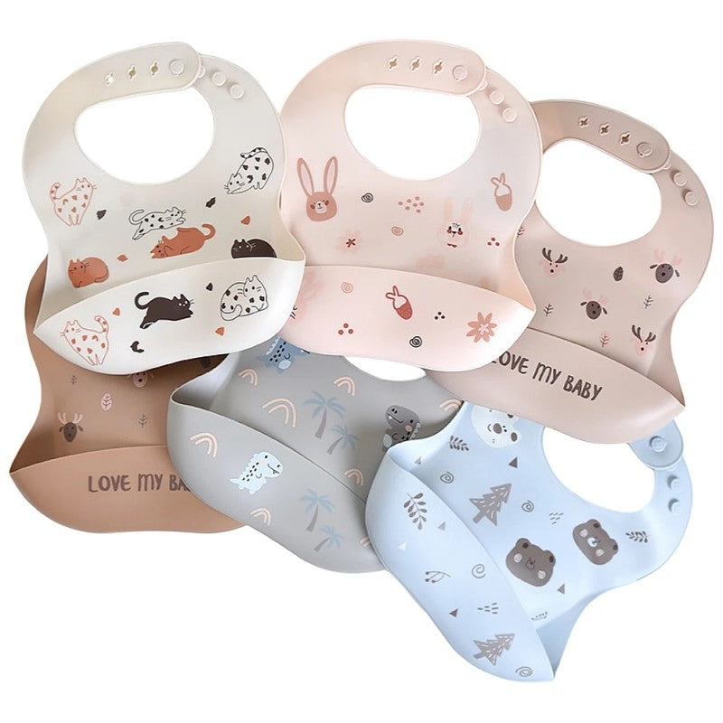 Kids Plate - Adjustable Neck Closure with Cartoon Animal Prints