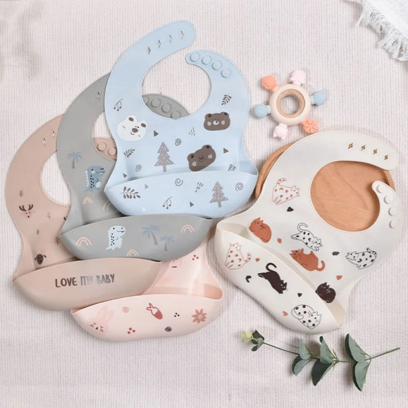 Kids Plate - Adjustable Neck Closure with Cartoon Animal Prints