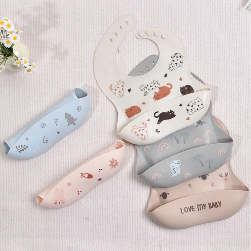 Kids Plate - Adjustable Neck Closure with Cartoon Animal Prints
