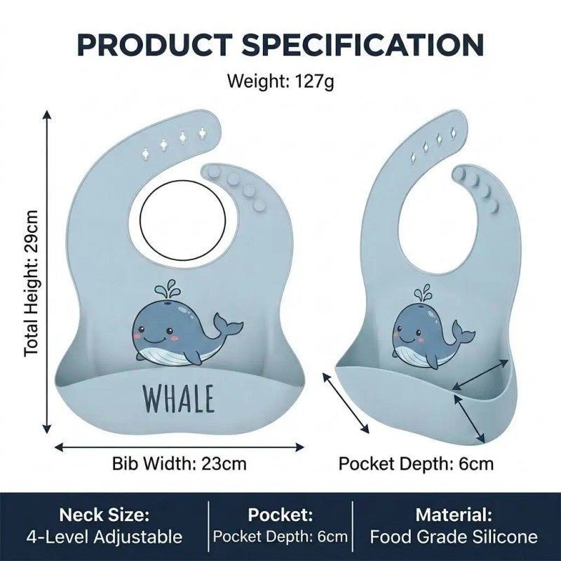 Kids Plate - Adjustable Silicone Baby Bib