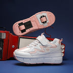 Kids' Sneakers with Wheels - Low-Top Double-Wheel and Four-Wheel Styles