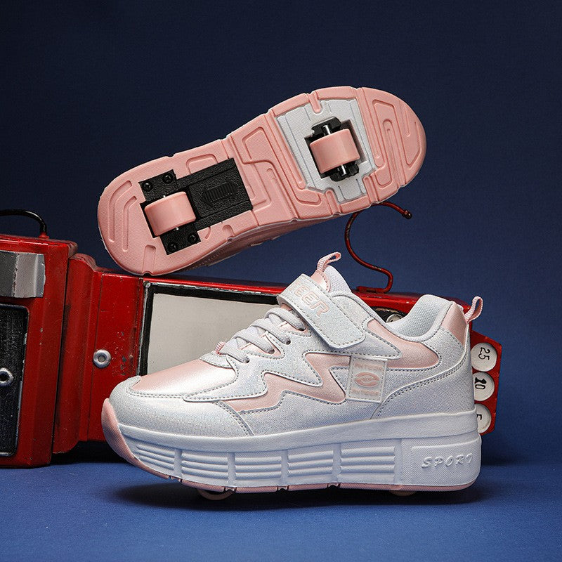 Kids' Sneakers with Wheels - Low-Top Double-Wheel and Four-Wheel Styles