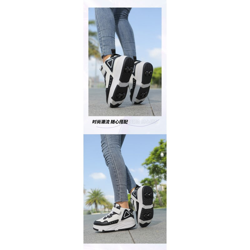 Kids' Sneakers with Wheels - Low-Top Double-Wheel and Four-Wheel Styles