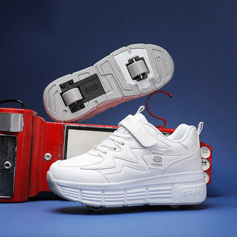 Kids' Sneakers with Wheels - Low-Top Double-Wheel and Four-Wheel Styles