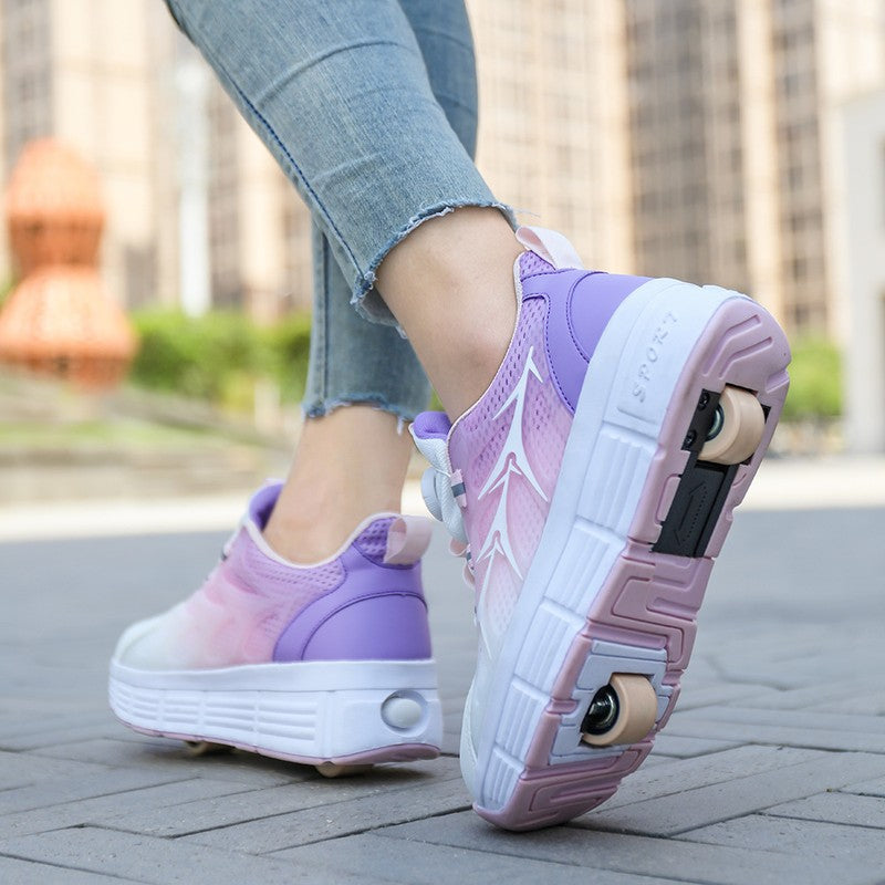 Kids' Sneakers with Wheels - Low-Top Double-Wheel and Four-Wheel Styles