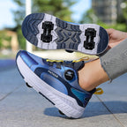 Kids' Sneakers with Wheels - Low-Top Double-Wheel and Four-Wheel Styles