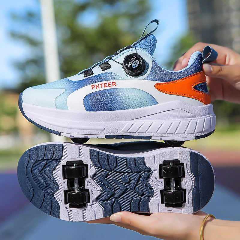 Kids' Sneakers with Wheels - Low-Top Double-Wheel and Four-Wheel Styles