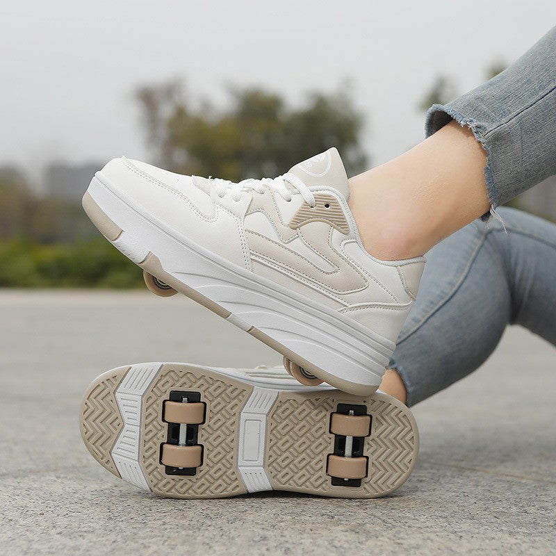 Kids' Sneakers with Wheels - Low-Top Double-Wheel and Four-Wheel Styles