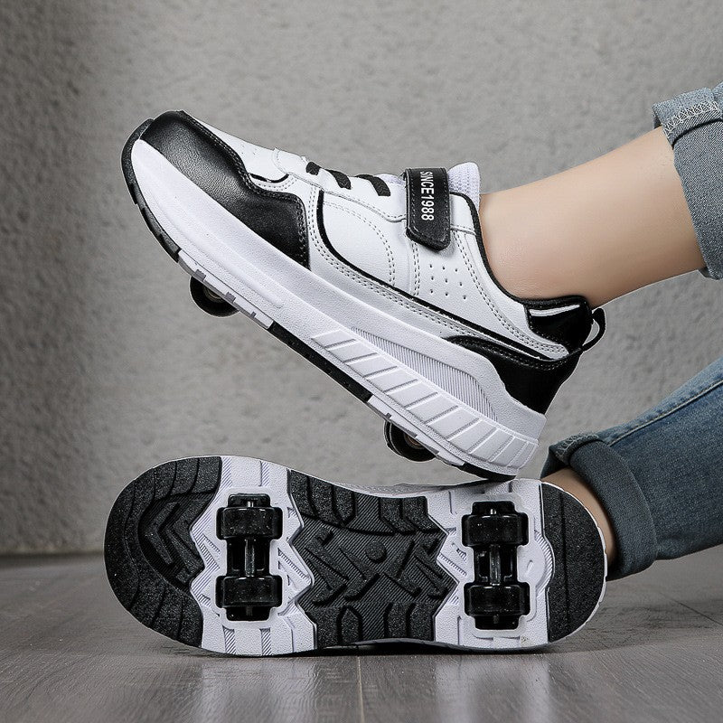 Kids' Sneakers with Wheels - Low-Top Double-Wheel and Four-Wheel Styles