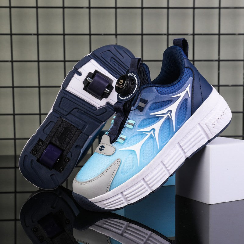Kids' Sneakers with Wheels - Low-Top Double-Wheel and Four-Wheel Styles